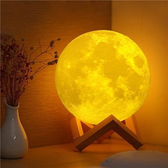 16 Colors LED Night Light 3D Printing Moon Light w/ Stand & Remote/Touch Control - Picture 1 of 12
